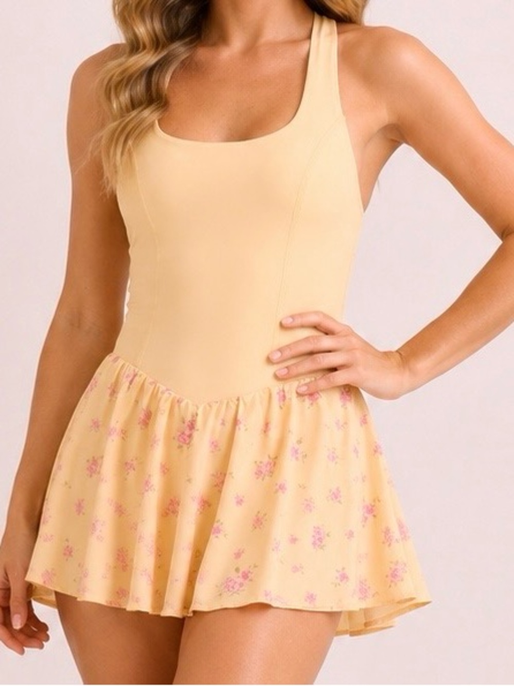 NEW Altar’d State AS Revival Yellow Floral Athletic Dress Size 2XL (XXL) NWT